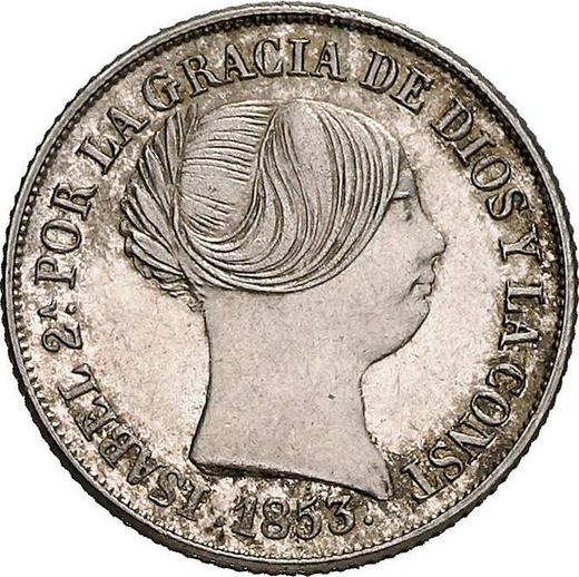 Avers 2 Reales 1853 Acht spitze Sterne - Silbermünze Wert - Spanien, Isabella II