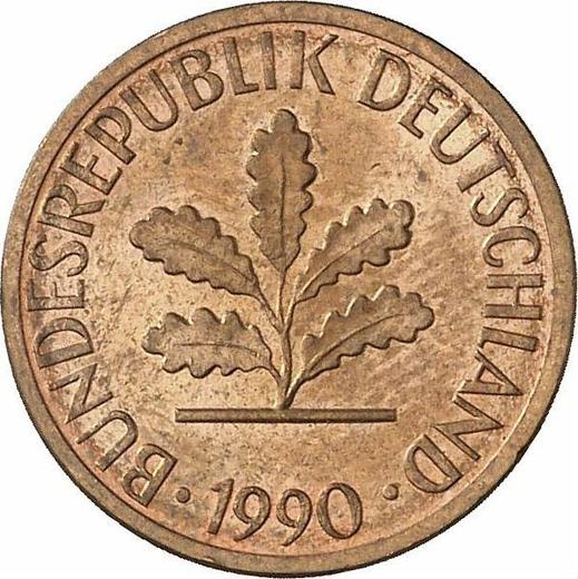 Reverse 1 Pfennig 1990 G - Coin Value - Germany, FRG