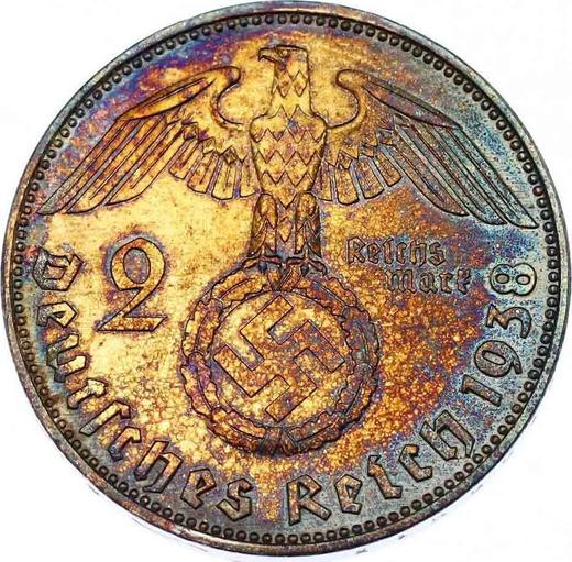 Reverse 2 Reichsmark 1938 E "Type 1936-1939" - Silver Coin Value - Germany, Third Reich