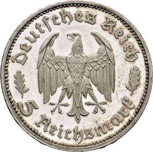 Obverse 5 Reichsmark 1934 F "Friedrich Schiller" - Silver Coin Value - Germany, Third Reich
