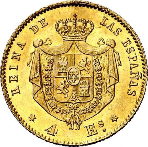 Reverse 4 Escudos 1867 - Gold Coin Value - Spain, Isabella II