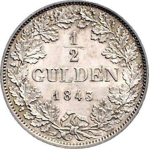 Reverse 1/2 Gulden 1843 D - Silver Coin Value - Baden, Leopold