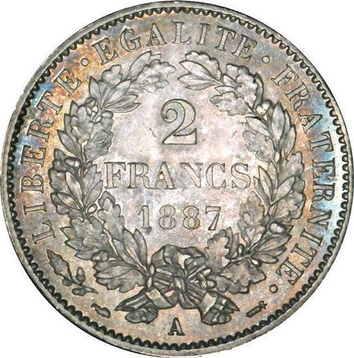Reverse 2 Francs 1887 A "With Motto" - Silver Coin Value - France, Third Republic