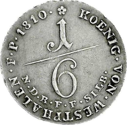 Rewers monety - 1/6 talara 1810 "Typ 1808-1812" - cena srebrnej monety - Westfalia, Hieronim Napoleon