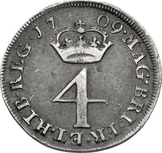 Reverse Fourpence (Groat) 1709 - Silver Coin Value - United Kingdom, Anne