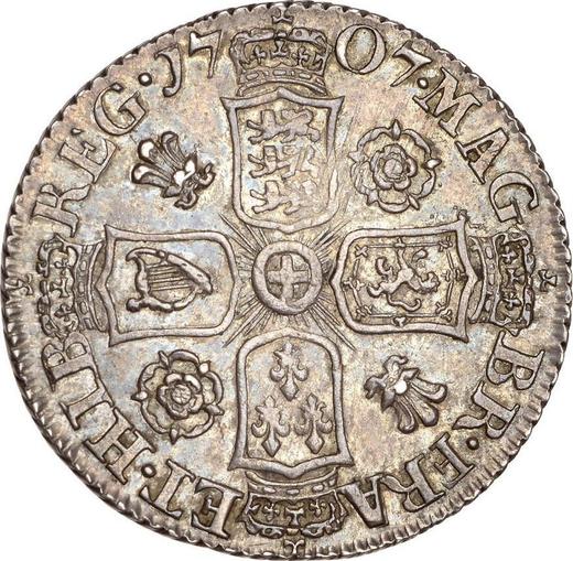 Revers 6 Pence 1707 "Typ 1703-1707" Vor der Vereinigung Rosen und Federn in Winkeln - Silbermünze Wert - Großbritannien, Anne