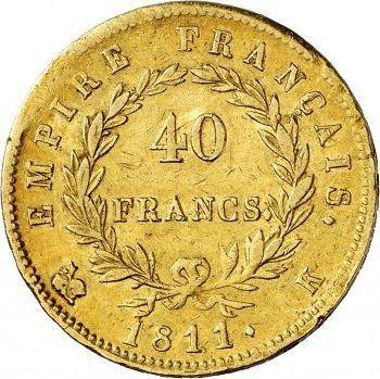 Reverse 40 Francs 1811 K "Type 1809-1813" - Gold Coin Value - France, Napoleon I