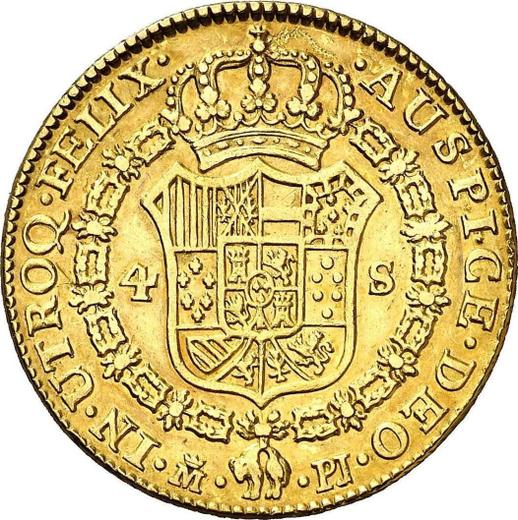 Reverse 4 Escudos 1779 M PJ - Gold Coin Value - Spain, Charles III
