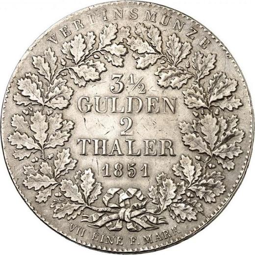 Reverse 2 Thaler 1851 - Silver Coin Value - Frankfurt am Main, Free City