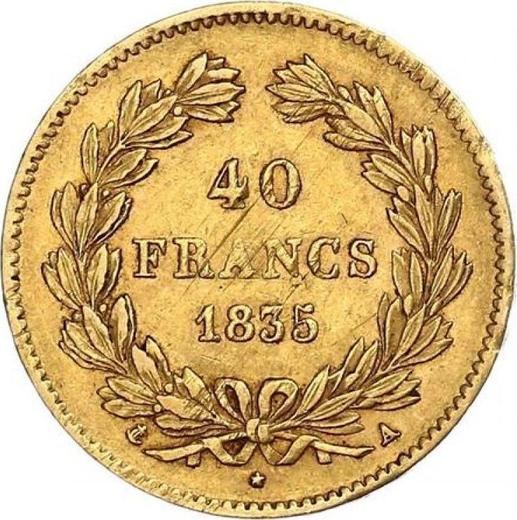 Revers 40 Francs 1835 A "Typ 1831-1839" - Goldmünze Wert - Frankreich, Louis-Philippe I