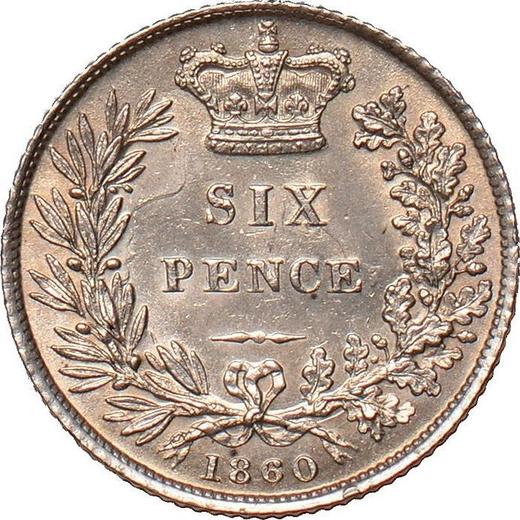 Reverse Sixpence 1860 - Silver Coin Value - United Kingdom, Victoria