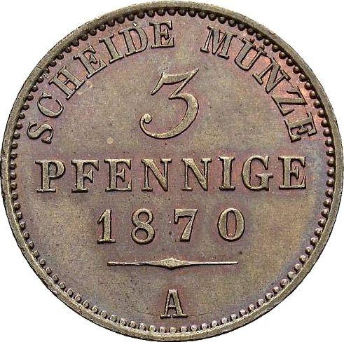 Revers 3 Pfennige 1870 A - Münze Wert - Schwarzburg-Sondershausen, Günther Friedrich Carl II
