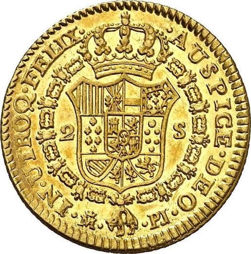 Reverse 2 Escudos 1778 M PJ - Gold Coin Value - Spain, Charles III