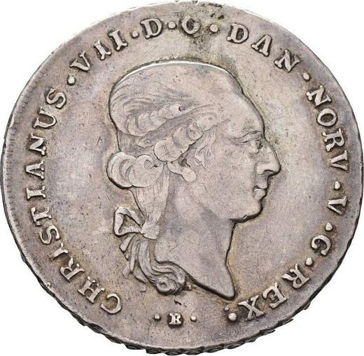 Аверс монеты - Талер 1808 года MF - цена серебряной монеты - Шлезвиг-Гольштейн, Кристиан VII