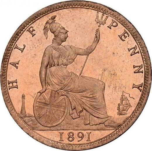 Reverse Halfpenny 1891 - Coin Value - United Kingdom, Victoria