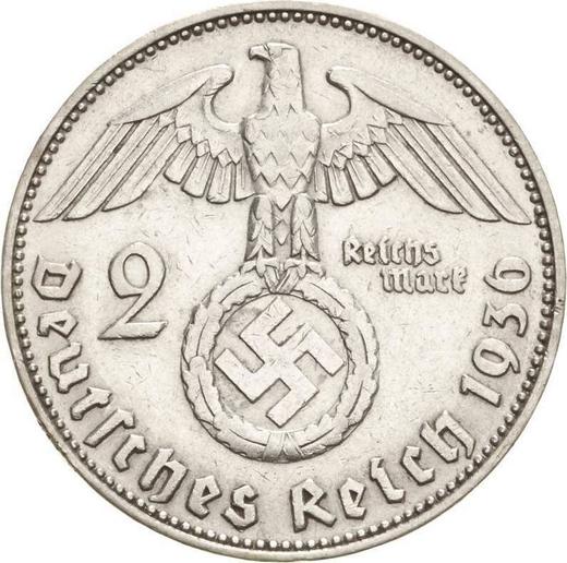 Reverso 2 Reichsmarks 1936 J "Tipo 1936-1939" - valor de la moneda de plata - Alemania, Alemania nazi