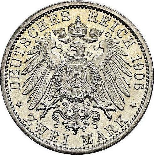 Реверс монеты - 2 марки 1906 года A "Липпе-Детмольд" - цена серебряной монеты - Германия, Германская Империя