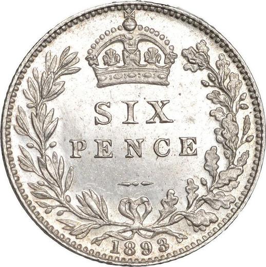 Rewers monety - 6 pensow 1893 TB - cena srebrnej monety - Wielka Brytania, Wiktoria