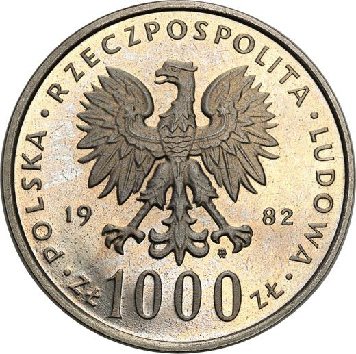 Avers Probe 1000 Zlotych 1982 MW "Papst Johannes Paul II" Nickel - Münze Wert - Polen, Volksrepublik Polen
