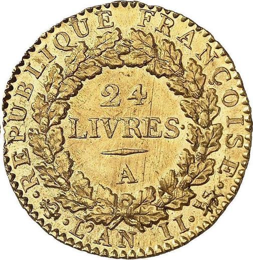 Reverse 24 Livres AN II (1793) A - Gold Coin Value - France, First Republic