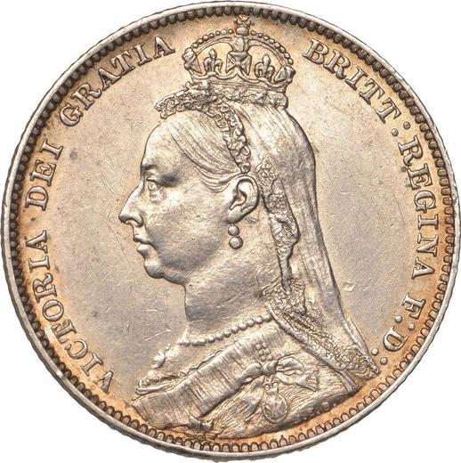 Avers 1 Schilling 1890 JEB "Großes Jubiläumsporträt" - Silbermünze Wert - Großbritannien, Victoria