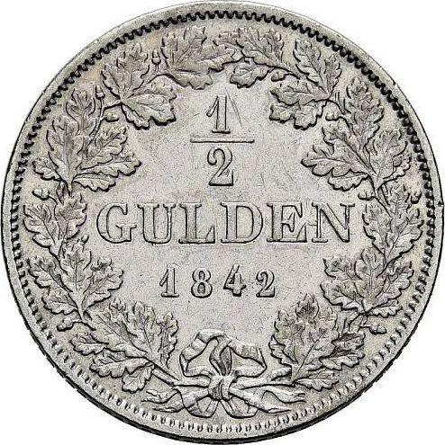 Реверс монеты - 1/2 гульдена 1842 года D - цена серебряной монеты - Гогенцоллерн-Зигмаринген, Карл