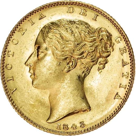 Awers monety - 1 suweren 1843 WW "Herb" - cena złotej monety - Wielka Brytania, Wiktoria