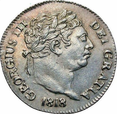 Awers monety - 1 pens 1818 - cena srebrnej monety - Wielka Brytania, Jerzy III