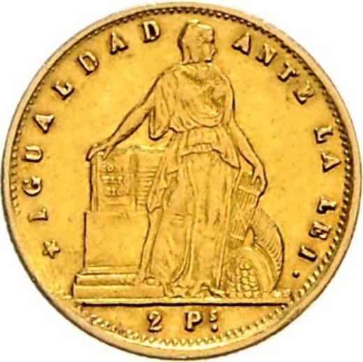 Reverse 2 Pesos 1860 - Gold Coin Value - Chile, Republic