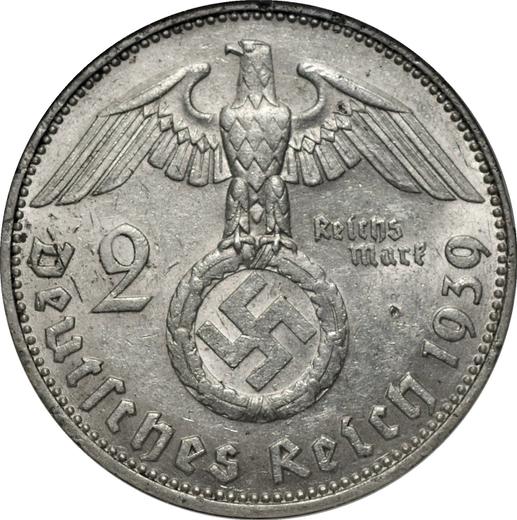 Reverse 2 Reichsmark 1939 J "Type 1936-1939" - Silver Coin Value - Germany, Third Reich