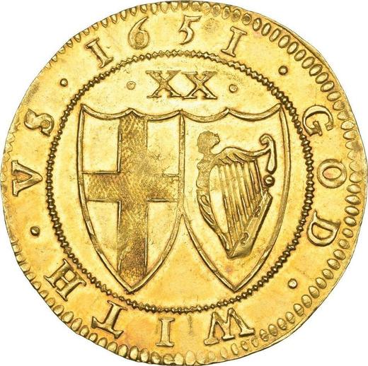 Реверс монеты - Юнайт 1651 года - цена золотой монеты - Великобритания, Содружество