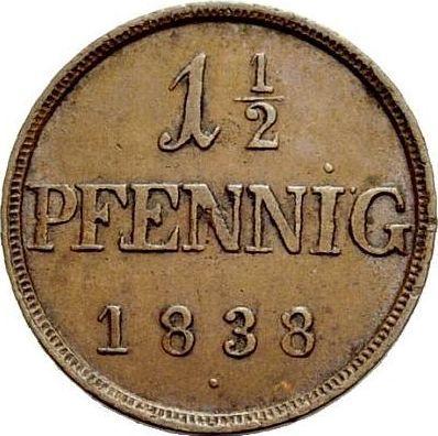Reverse 1 1/2 pfennig 1838 -  Coin Value - Mecklenburg-Strelitz, George