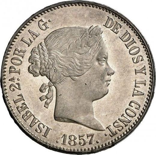 Obverse 10 Reales 1857 6-pointed star - Silver Coin Value - Spain, Isabella II