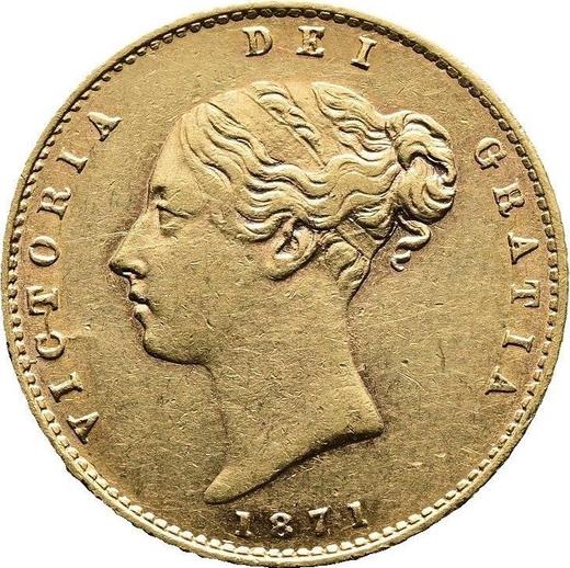 Anverso 1/2 soberano 1871 - valor de la moneda de oro - Gran Bretaña, Victoria