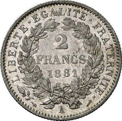 Reverse 2 Francs 1881 A "With Motto" - Silver Coin Value - France, Third Republic