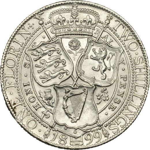 Revers 2 Schilling (Florin) 1899 TB - Silbermünze Wert - Großbritannien, Victoria