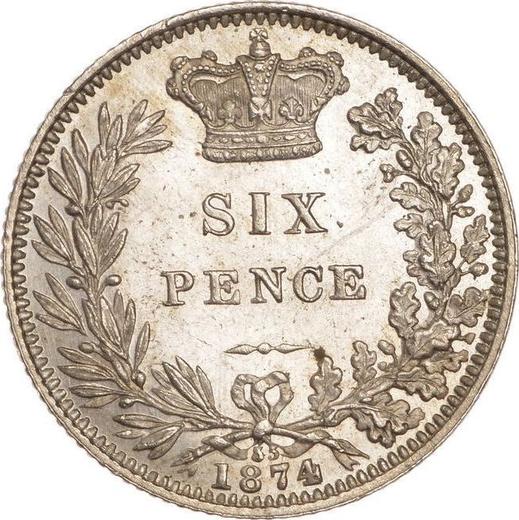 Reverse Sixpence 1874 - Silver Coin Value - United Kingdom, Victoria