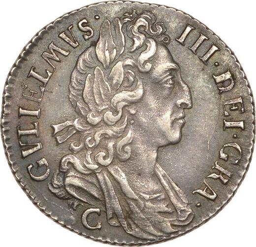 Obverse Sixpence 1697 C "Third laureate bust" Small crowns - Silver Coin Value - United Kingdom, William III