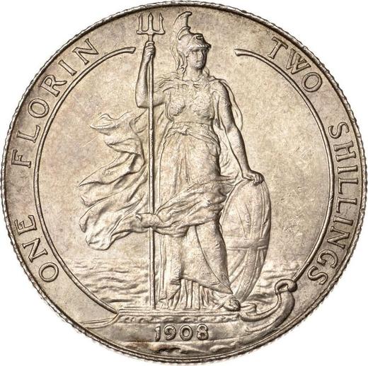 Revers 2 Schilling (Florin) 1908 - Silbermünze Wert - Großbritannien, Eduard VII