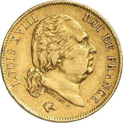 Obverse 40 Francs 1822 H "Type 1816-1824" - Gold Coin Value - France, Louis XVIII