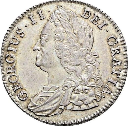 Obverse Halfcrown 1743 "Old Head" - Silver Coin Value - United Kingdom, George II