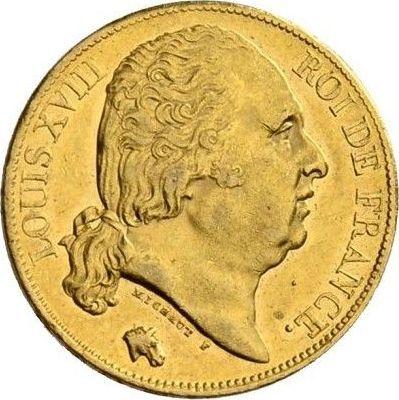 Obverse 20 Francs 1822 A "Type 1816-1824" - Gold Coin Value - France, Louis XVIII