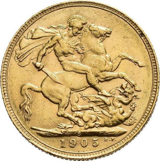 Реверс монеты - Соверен 1905 года S - цена золотой монеты - Австралия, Эдуард VII
