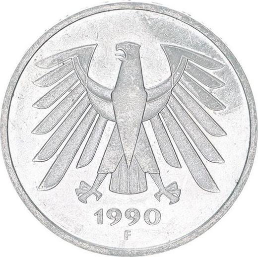 Reverse 5 Mark 1990 F - Coin Value - Germany, FRG