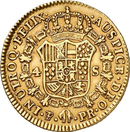 Reverse 4 Escudos 1788 PTS PR - Gold Coin Value - Bolivia, Charles III