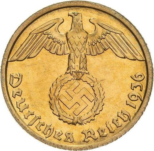 Reverse 10 Reichspfennig 1936 E "Type 1936-1939" -  Coin Value - Germany, Third Reich