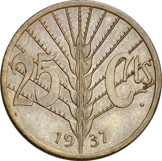 Reverse Pattern 25 Céntimos 1937 Copper -  Coin Value - Spain, II Republic