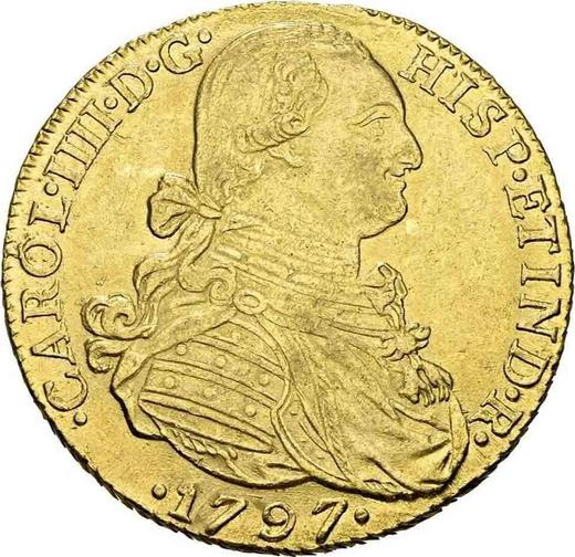 Obverse 8 Escudos 1797 NR JJ - Gold Coin Value - Colombia, Charles IV