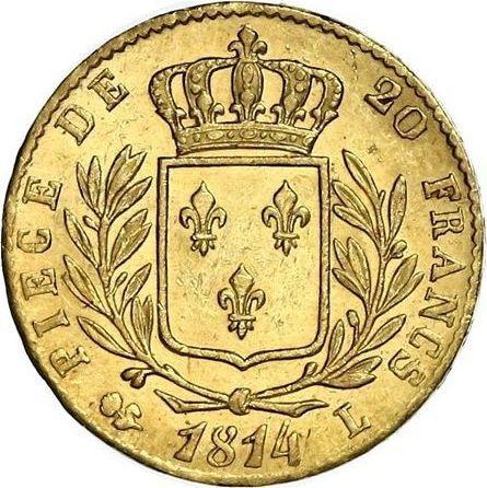 Reverse 20 Francs 1814 L "Type 1814-1815" - Gold Coin Value - France, Louis XVIII