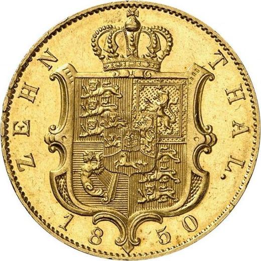 Reverse 10 Thaler 1850 B - Gold Coin Value - Hanover, Ernest Augustus